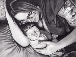 Commission Custom 11x14" Black and White Human Portrait Drawing (2 People)