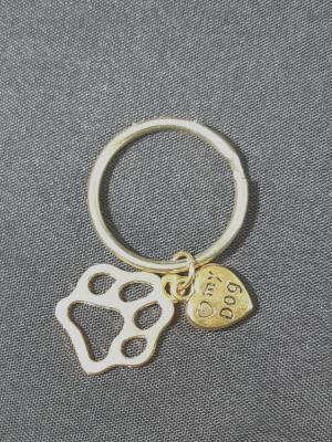 Dog theme key ring - open paw pring with (heart) my dog charm
